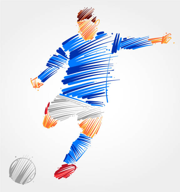 illustrations, cliparts, dessins animés et icônes de joueur de football donnant le coup de pied le ballon - sacrifice play illustrations
