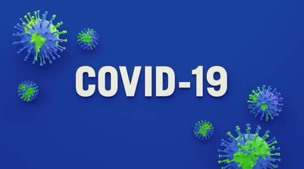 istock COVID-19 Text Surrounded by Viruses Which are Textured with World Map  over Blue Background 1217993131