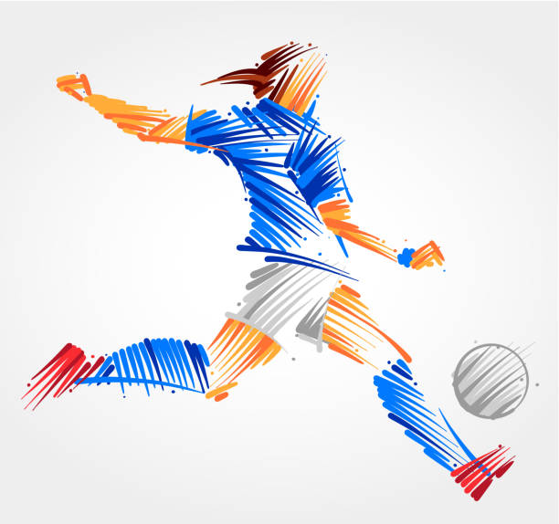 istock Woman soccer player kicking the ball 1217994782