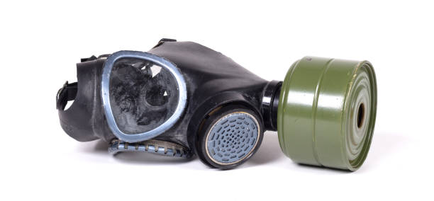 istock Vintage gasmask isolated on a white background - Green filter 1218000798