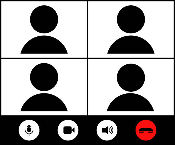 Vector illustration of Video Conference or online meeting screen Online meeting icon computer computer icon friendship sign stock illustrations