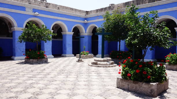아레키파의 산타 카탈리나 콘벤토, 기독교 수도원 - peru arequipa monastery convent 뉴스 사진 이미지