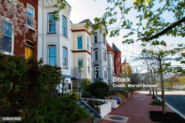Capitol Hill Townhouses Stock Photo - Download Image Now - Washington DC, Residential District, House
