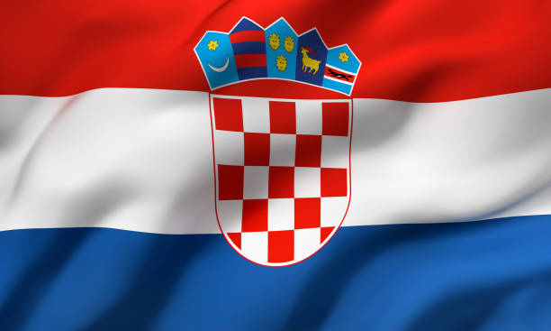 istock Flag of Croatia blowing in the wind 1218009933