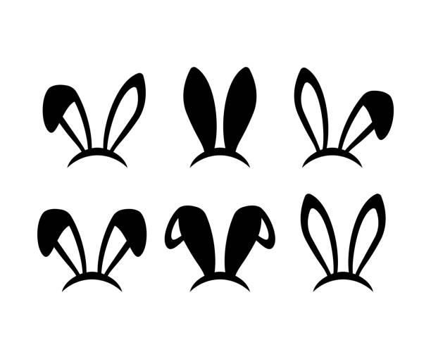 kolekcja bunny ears. ikony uszu króliczka. odizolowany. wektor - easter or easter bunny or easter egg or easter basket not business not silhouette audio stock illustrations