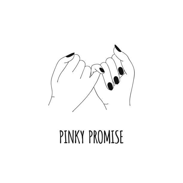 Pinky Promise Pinky Swear Hands Outline Line Art Vector - Arte