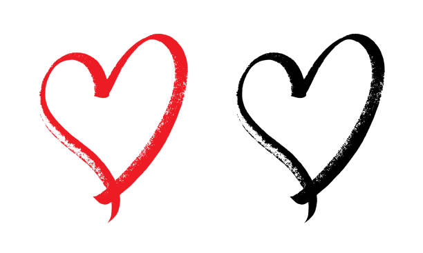 ilustrações de stock, clip art, desenhos animados e ícones de heart design expressive brush. - love