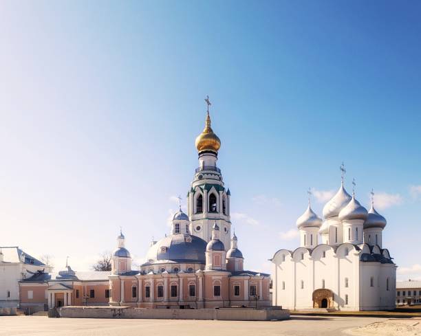Vologda Kremlin, Sophia's cathedral sunny day springtime Vologda Kremlin, Sophia cathedral ortodoxal church mordovia stock pictures, royalty-free photos & images
