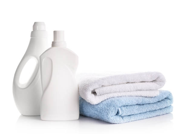 istock Clean and fresh bath towels and washing powder 1218016965