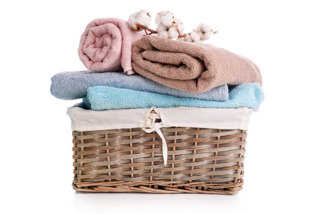 istock Clean and fresh laundry in basket 1218017255