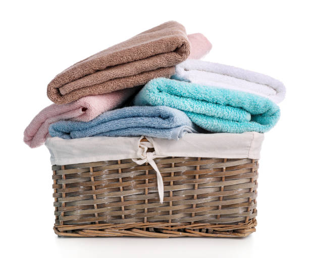 istock Clean and fresh laundry in basket 1218017406