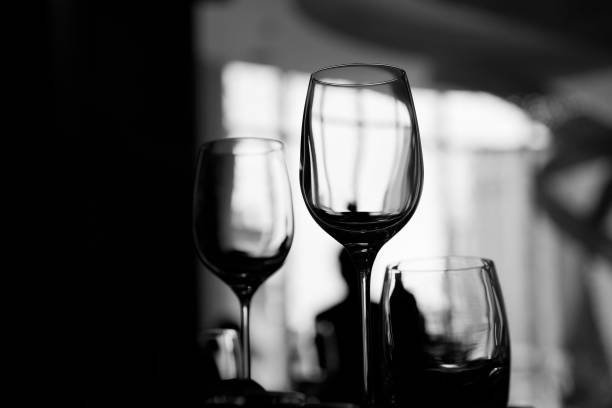 istock empty glasses wine in restaurant, glass water, campaign glass 1218017435