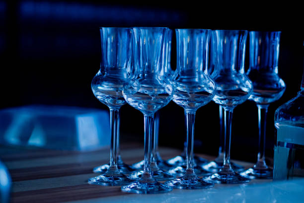 istock empty glasses wine in restaurant, glass water, campaign glass 1218017451