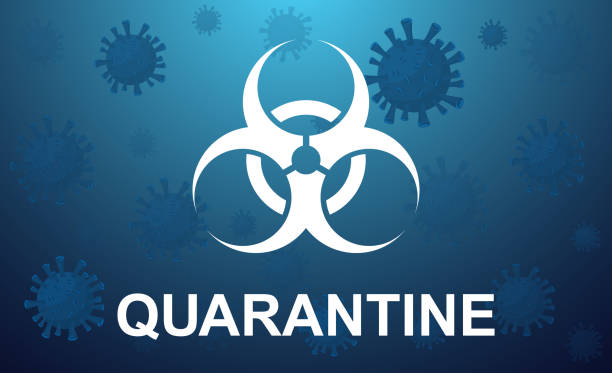 istock Blue and white background coronavirus molecules and biological hazard warning sign. Covid-19 concept. Dangerous chinese nCoV coronavirus. Vector illustration for blog posts, news, articles. 1218018253