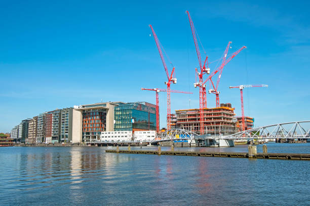 Construction works in the harbor from Amsterdam in the Netherlands