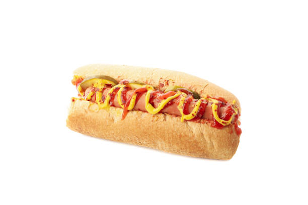 istock Tasty hot dog isolated on white background 1218020122