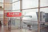 Closed airport because of the coronavirus pandemic