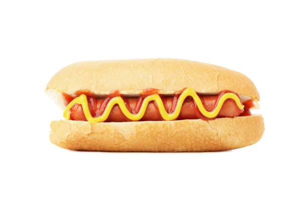 istock Tasty hot dog isolated on white background 1218025047