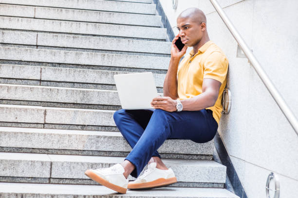 istock Young African American Man working in New York 1218025070