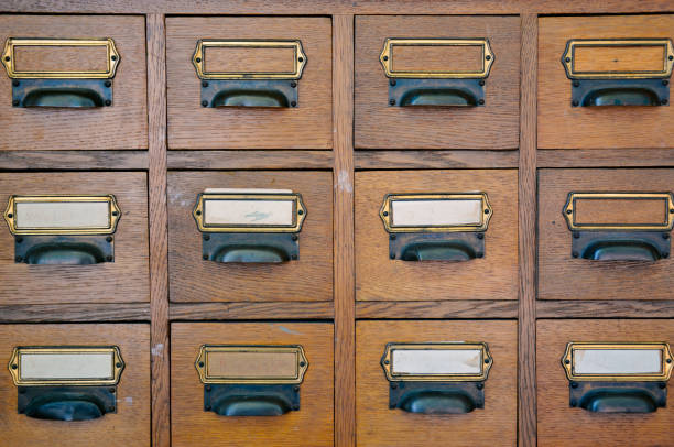 Old Vintage Library Card Catalog stock photo