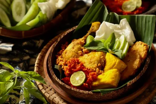 Photo of Ayam Goreng Penyet, the East Javanese Dish of Fried Chicken and Chili Paste