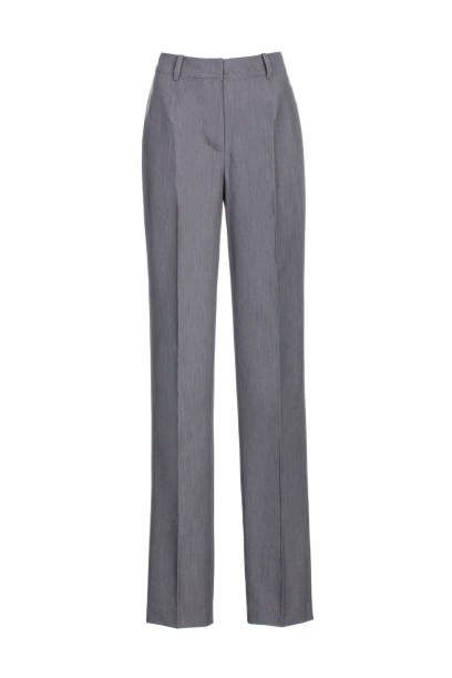 istock Gray women's classic pants isolated on white background 1218031239