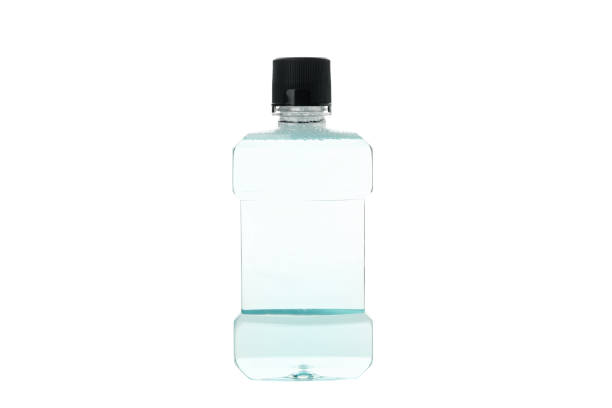 istock Blank mouthwash bottle isolated on white background 1218031908