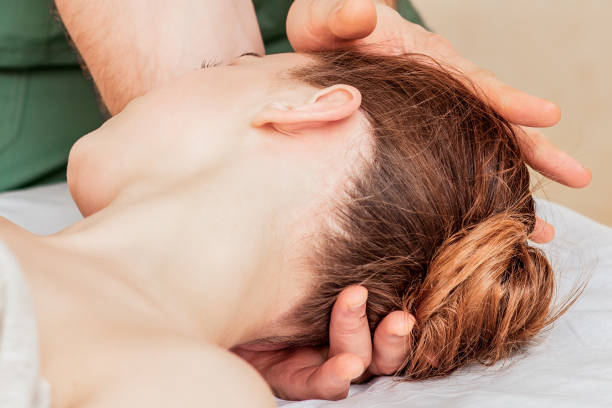 istock Head massage of woman. 1218032945