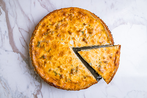 quiche Lorraine with mushrooms and bacon