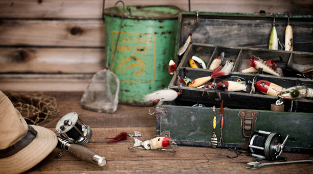 istock Vintage Fishing Tackle Background 1218034796
