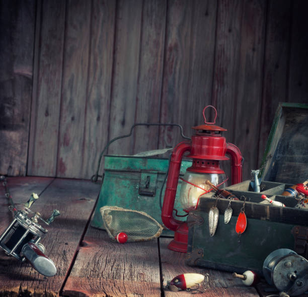 istock Vintage Fishing Tackle Background 1218034848