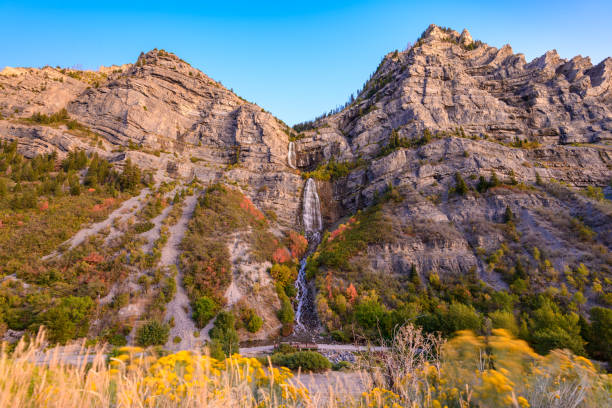 Bridal Veil Falls, Provo, Utah Bridal Veil Falls, Provo, Utah during autumn season. provo stock pictures, royalty-free photos & images