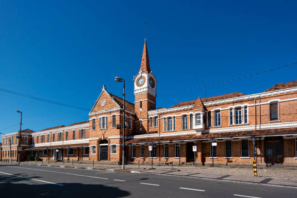 Antique train station in Campinas city. stock photo