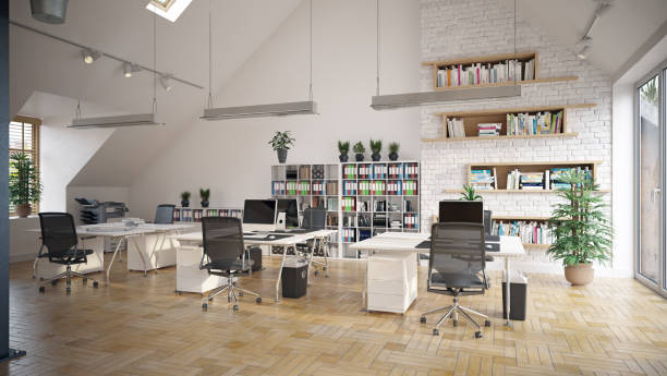 escritório loft contemporâneo - furniture office chair office chair - fotografias e filmes do acervo