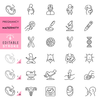 istock Pregnancy and Maternity Line Icons. Editable stroke. 1218047757