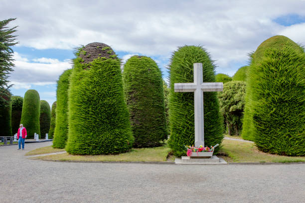 Cemetery on a rocky hillside in Barcelona Spain