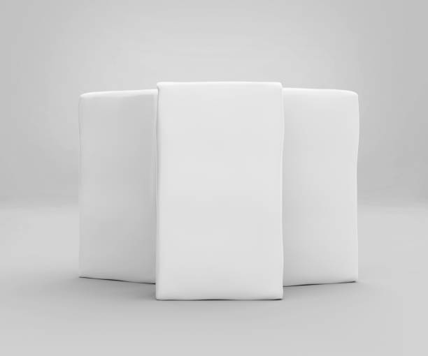White Coffee Paper Bag Mockup, Blank Beans Container 3D Rendering isolated on light gray background