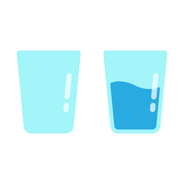 illustrazioni stock, clip art, cartoni animati e icone di tendenza di design piatto dell'icona del vetro dell'acqua su sfondo bianco. - bicchiere illustrazioni