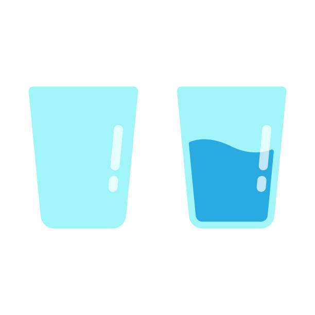 ilustrações de stock, clip art, desenhos animados e ícones de glass of water icon flat design on white background. - glass