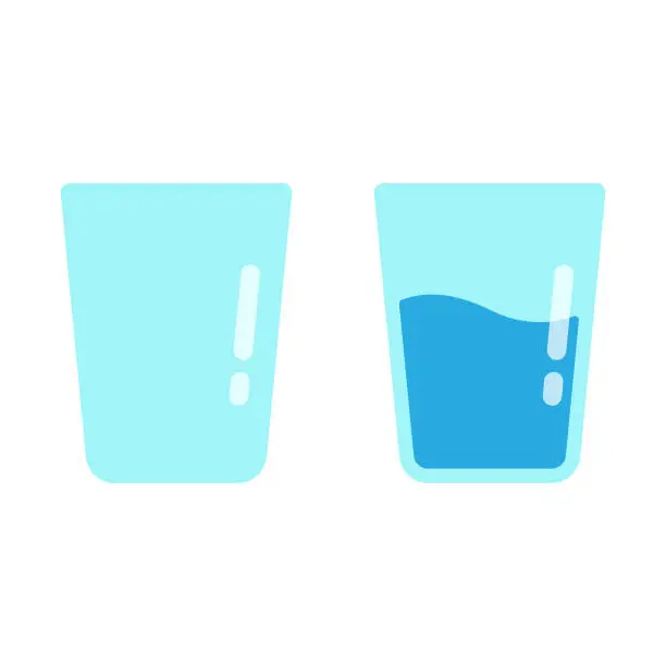 Vector illustration of Glass of Water Icon Flat Design on White Background.