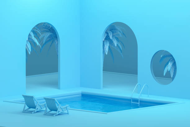 istock Swimming Pool, Indoor, Summer Concept, Blue Background 1218057808