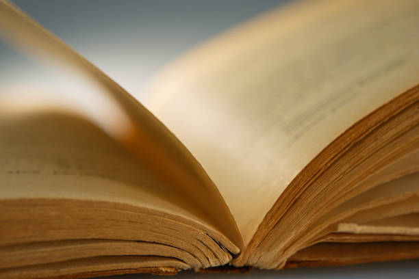 istock pages of an open old book lying on a table 1218060136