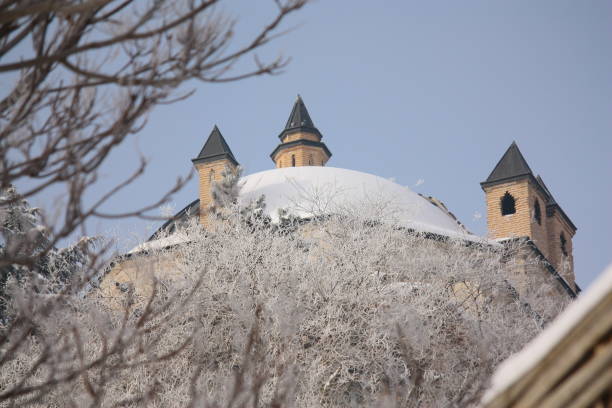 old house in the snow