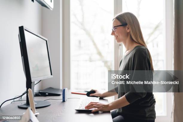 Working At Home Stock Photo - Download Image Now - Ergonomics, Desk, Working