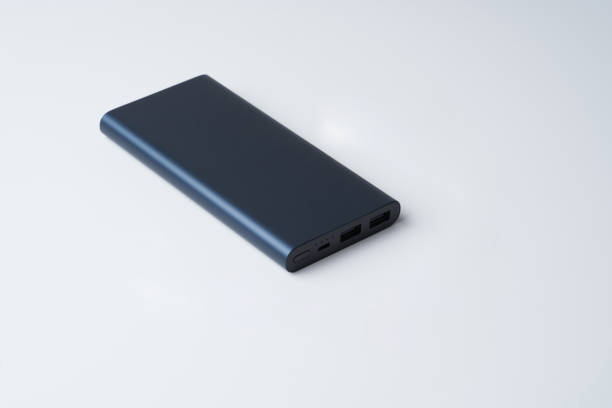 istock Blue power bank for divice isolated on a white background 1218065155