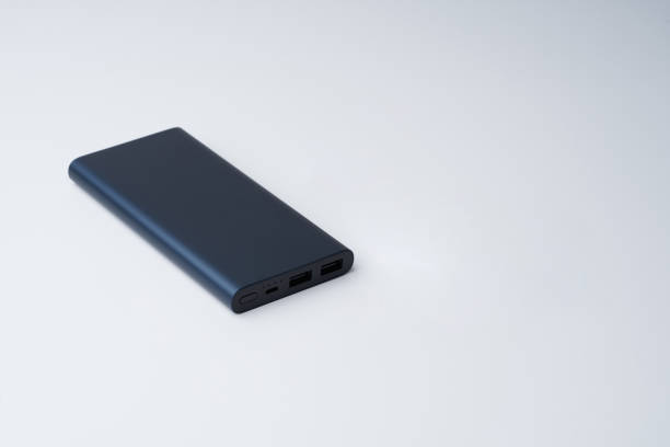 istock Blue power bank for divice isolated on a white background 1218065191