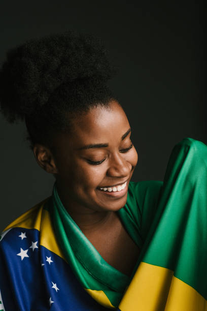 istock Proudly holding the Brazilian flag 1218066522