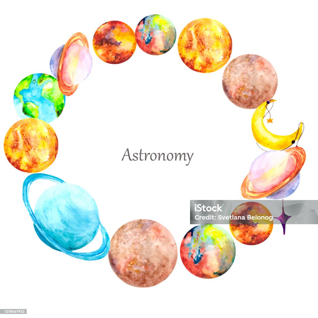 Khung Tròn Đầy Màu Sắc Với Các Hành Tinh Của Hệ Mặt Trời Và Các ...