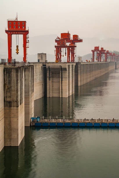 istock Up-river side closeup of Three Gorges Dam, China. 1218068080