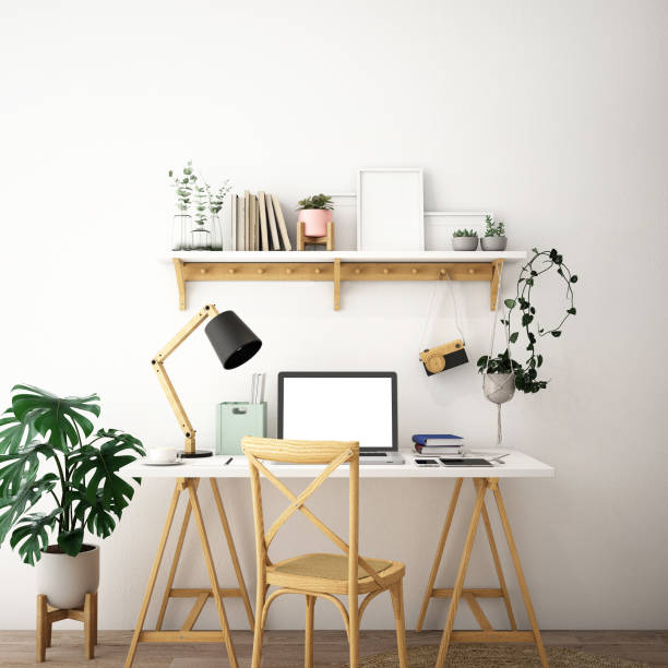istock destop computer screen on white desk,working space,working background ,interior of woking room,work from home,3d rendering 1218068893